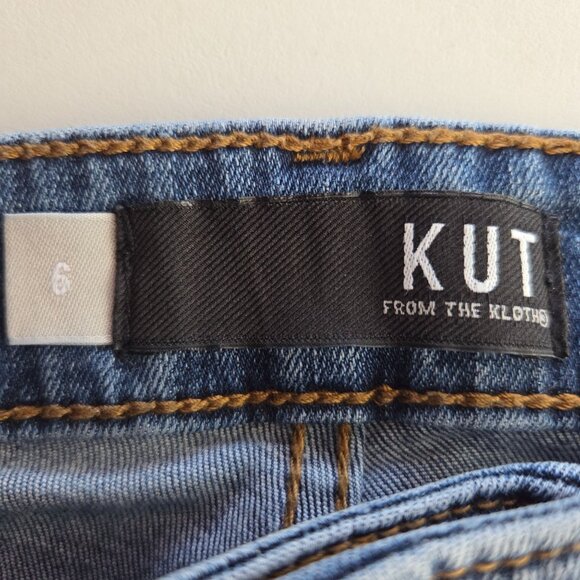 Kut From The Kloth High-Rise Skinny Jeans Frayed Hem Medium Wash Size 6 - Picture 11 of 12